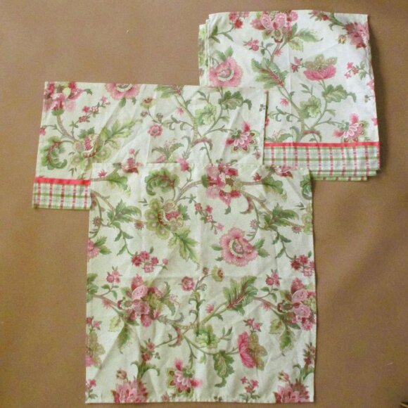 Waverly  Table Napkins Placemat  Fuscia Green Plaid lot of 6 - Picture 6 of 6